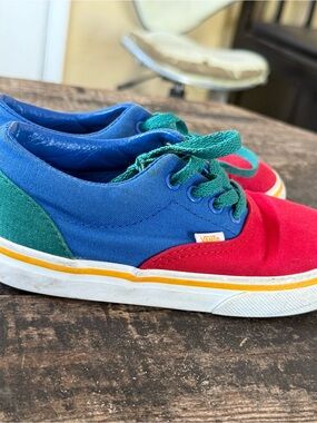 Vans Kids Colorblock Canvas Sneakers in Red, Blue & Green